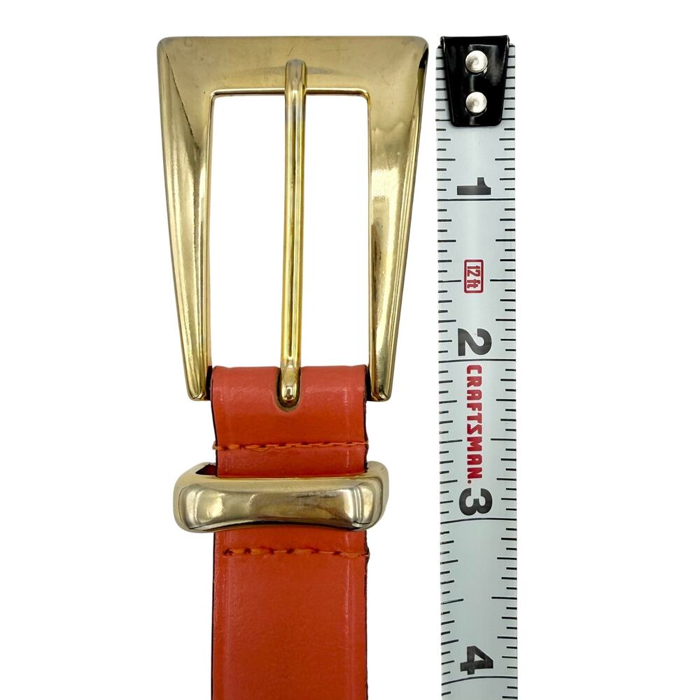 Vintage The Limited Coral Leather Belt Gold Lion Medallion‎ Buckle Boho XS S - Picture 8 of 9